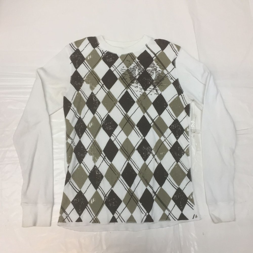 Men's White Long Sleeve MK Machine Graphic T-Shirt Size M Medium